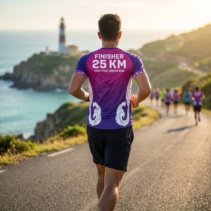 Maillot de course personnalisé pour équipe de marathon – Vêtement de sport respirant à séchage rapide, fournisseur d'articles de sport unisexes en polyester à manches courtes et anti-transpiration - Product Image 2
