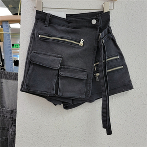 Trendy Women's <b>Denim</b> Shorts Boot Cut Quick Dry Mid Waist Vintage <b>Stretch</b> Pocket Jeans for Winter - Product Image 4