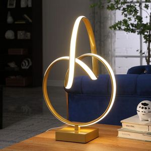 Lampada da tavolo moderna astratta Infinity da 19 pollici in oro opaco - Product Image 4