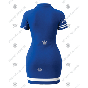 Robe Polo Moulante Bleue pour Femme Zeta, Manches Courtes, Couleur Unie, Logo Brodé, Style Sportif, Mini-Robe Ajustée Décontractée d'Été - Product Image 2
