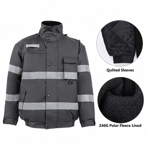 Chaqueta de Trabajo Reflectante Personalizada, Uniforme de Invierno para Construcción, Forro Polar, Mangas Acolchadas, Ropa de Trabajo para Exteriores - Product Image 3