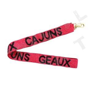 Geaux Cajuns, correas de bolsa de cuentas de semillas de oro blanco personalizadas, accesorios de moda, correa de monedero con cuentas para bolsos - Product Image 1