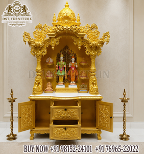 Big Swaminarayan Teak Wood Mandir For Home <b>Hand</b> Carved Wooden Hindu Temple for Home & Office Wholesale Indian Pooja Ghar Mandir - Product Image 3