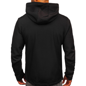 Veste polaire à capuche pour homme, noire et orange, coupe sport, coupe-vent, fermeture éclair, coupe classique, vêtement d'extérieur d'automne, en polyester - Product Image 4