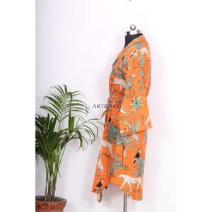 เสื้อเชิ้ตผ้าฝ้ายสไตล์โบฮีเมียนสำหรับผู้หญิง เสื้อผ้าฝ้ายพิมพ์ลายป่า ทำมือ ชุดเดรสสไตล์โบฮีเมียนสำหรับงานปาร์ตี้ ชุดลำลอง เสื้อเชิ้ตผ้าฝ้าย - Product Image 5