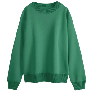 Pull en coton tricoté à col rond, coupe classique, couleur unie, unisexe, sweat-shirt décontracté, vêtement d'automne, manches longues - Product Image 4