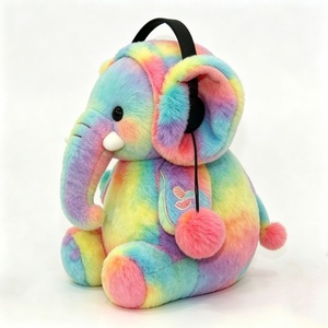 Peluche de elefante personalizado con efecto tie-dye, peluche de elefante arcoíris, peluche de elefante con orejeras estilo auriculares - Product Image 4