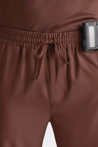 Men V Neck <b>Scrub</b> Set Brown 5 Pocket Top 10 Pocket Pants Hospital <b>Uniform</b> Spandex/Polyester Woven Needle Detection Seamless - Product Image 5
