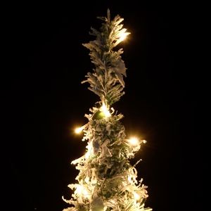 Sapin de Noël artificiel en PVC vert et blanc de 59 pouces avec base en métal, décoration élégante pour les fêtes - Product Image 3