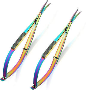 Stainless Steel Spring <b>Cuticle</b> <b>Scissors</b> Curved Sharp Blade Tip Multi Plasma Color Beauty Manicure Nail Care Tools Nail Files - Product Image 1