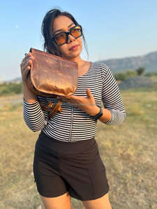 Bolso de mano de cuero auténtico de grano completo hecho a mano para mujer, bolso de hombro cruzado de uso de oficina de cuero Vintage auténtico - Product Image 6