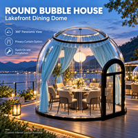Dôme de Dîner Bulle Ronde en Bord de Lac avec Vue Panoramique à 360°, Option Rideau d'Intimité et Aménagement Intérieur Personnalisé