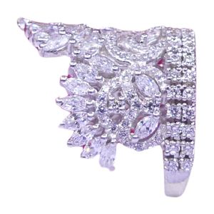 Gemvanity SR1453 Anillo de compromiso de lujo chapado en oro de 14K con moissanita de corte brillante y engaste de canal, diseño de corona clásica cristiana, para fiesta - Product Image 2