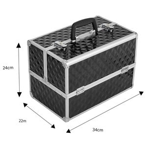 Valigetta Professionale per Trucco da 13,5 Pollici con 4 Vassoi, 2 Serrature e Divisori Regolabili, Nera YF-per Regali Promozionali - Product Image 6