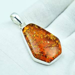 Coffin Baltic Amber Pendant Sterling Silver Boho Gothic Handmade Jewelry Gift For Women <b>Men</b> - Product Image 2