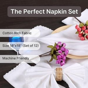 Serviettes en coton à bords surjetés, faites à la main, style moderne, en tissu uni, pour la décoration de table de dîner et de fêtes. - Product Image 5