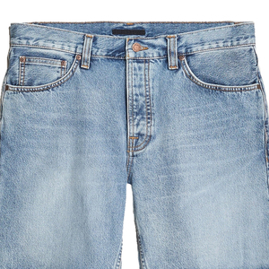 Short en jean droit taille mi-haute respirant pour l'été, 100 % coton tricoté, boutonné - Product Image 5