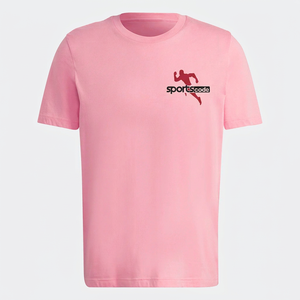 เสื้อยืดคอกลมแขนสั้นสีชมพูสำหรับผู้ชายทรงปกติพิมพ์ลายโลโก้ด้านหน้า - Product Image 4