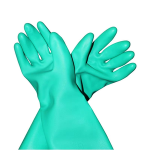 Cheap Double Gloves Waterproof Flexible Work Gloves Nylon Liner Double Gloves Green <b>PVC</b> Palm Coated Safety Double Gloves - Product Image 1
