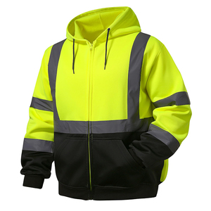 Veste de sécurité réfléchissante jaune et noire à haute visibilité, classe 1 ANSI, imperméable, avec fermeture éclair et capuche, logo personnalisé - Product Image 3