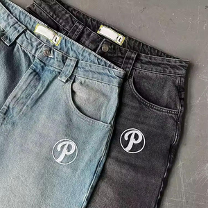 กางเกงยีนส์เดนิมฟอกหินสุดฮิตสำหรับผู้ชาย ทรงหนา สีซีดแบบซันเฟด สไตล์มันกี้วอช สตรีทแวร์ ทรงหลวม ขาดๆ - Product Image 3