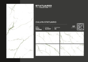 Azulejos de Porcelana Vitrificada con Aspecto de Mármol, 600x1200 mm, Modernos, Resistentes al Fuego, Acabado Brillante, Diseño Calvin Statuario, 60x120 cm - Product Image 2