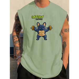 Débardeur pour homme Catchy Gears en coton biologique extensible, coupe ajustée, respirant, séchage rapide, décontracté pour l'été, sans manches, pour la gym et le fitness - Product Image 1