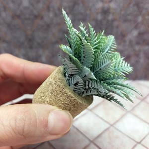 Accesorios para casa de muñecas en miniatura, adorno en maceta de imitación de planta verde escarchada blanca de corcho, decoración en miniatura para mayores de 14 años - Product Image 1