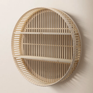 Wholesale Round Bamboo Wall Mounted <b>Shelf</b> Natural Bamboo Handmade Boho Style Home Decoration Gift for Bedroom Living Room - Product Image 1