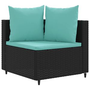 Ensemble de 5 canapés de patio noirs et bleu aqua, ensembles de jardin élégants - Product Image 3