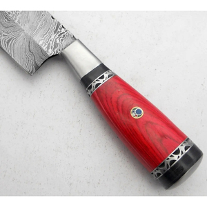 Cuchillo de Chef Personalizado Hecho a Mano por Burraq Ecommerce, Hoja de Acero de Damasco de 7 Pulgadas y 3.0 mm de Grosor, Funda de Cuero, Nuevo - Pakistán - Product Image 3