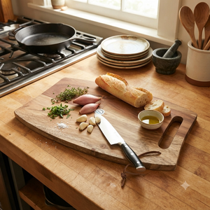 Planche à servir artisanale en bois de manguier 38x24cm, planche à découper en bois, plateau à charcuterie et fromages, plateau de service de cuisine - Product Image 4
