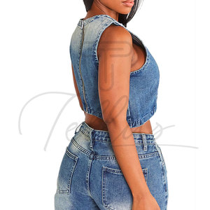 เสื้อครอปเดนิมขายดีที่สุดปี 2025 ราคาสมเหตุสมผล ออกแบบโลโก้ได้ตามต้องการ เสื้อผู้หญิงระบายอากาศได้ดี ราคาถูก - Product Image 6