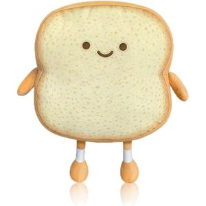 Cuscino Peluche a Forma di Pane Tostato, Morbido Supporto Lombare, Giocattolo Imbottito per Arredamento Casa, Simpatico Simulatore con Espressioni Felici - Product Image 1
