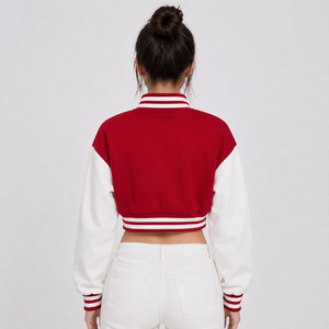 Premium Women Cropped Varsity Jacket Crafted With Soft Fabric Breathable Comfort And Modern Streetwear Style For Fashion - Product Image 2