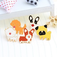 Ensemble de broches en denim et émail pour chien, mignon et amusant, chien de dessin animé, corgi, bouledogue, labrador