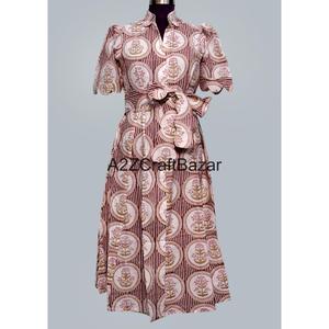 Vestido maxi informal de algodón 100% para mujer, cómodo, para fiesta en la playa, diseño elegante y recto. - Product Image 1