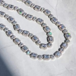 Brilliant Cut Diamond <b>Statement</b> <b>Necklace</b> Rhodium Plated 925 Silver GRA Certified Luxury Hiphop Tennis Chain Unisex - Product Image 2
