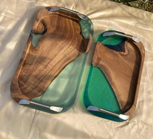 High Demand Product Custom Made 100% Wood And Resin <b>Tray</b> for Dining Room Table Home Decor With Customized Size Shape And Color - Product Image 3