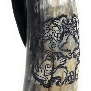 Taza de Cuerno de Búfalo Pulido de Color Natural 100% de Alta Calidad, Diseño Personalizado, Elegante, Ecológica, Reutilizable, Estilo Campestre, para Fiestas - Product Image 1