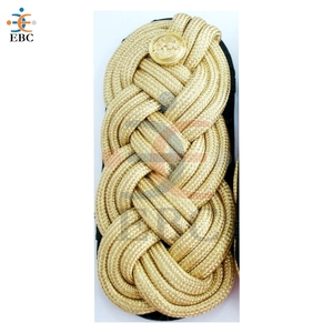 Comprar charreteras de hombro liso con cable dorado de Arabia Saudita OEM Mylar Cord Slip On charreteras metálicas hechas a mano tamaños personalizados - Product Image 1
