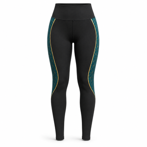 Leggings de yoga taille haute pleine longueur MEGAMAPLE, imprimé géométrique par sublimation, bande latérale, Spandex Polyester extensible dans les quatre sens - Product Image 1