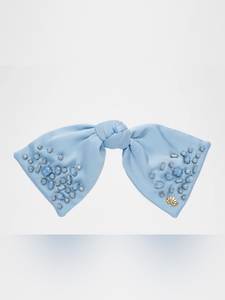 Orange Beaded <b>Bow</b> Hair Scrunchie Scarf With Stars And Numbers Embroidered Ponytail <b>Holder</b> - Product Image 3