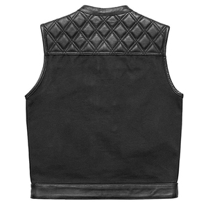 Men's Canvas Vest V-neck <b>Quilted</b> Panel Windproof Solid Color Casual Breathable Moto Biker Style Winter Outerwear Regular Fit - Product Image 2