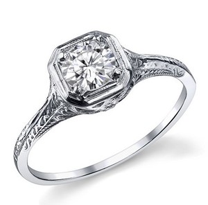Anillo de Moissanita de Corte Redondo, Plata de Ley 925, Chapado en Oro Blanco, Anillo de Compromiso, Boda, Solitario, Promesa, Joyería Elegante - Product Image 1