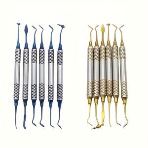 Juego de Instrumentos Quirúrgicos Dentales de 12 Piezas, Azules y Chapados en Oro, con Empuñadura Moleteada, Herramientas Manuales para Cirugía Oral Clase I - Product Image 2