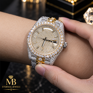 Montre de luxe MB ETERNAL JEWELS avec diamants, boîtier carré de 41 mm, mouvement à quartz CITIZEN analogique-numérique, résistance à l'eau de 10 bars, alliage - Product Image 1