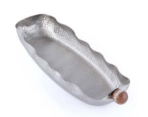 Plateau en métal artisanal de style nouveau avec support en bois pour la décoration de table du Ramadan, décoration traditionnelle arabe pour la maison, plateau à chocolat - Product Image 5