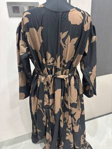 Vestido Western de Mujer con Estampado Floral, Color Marrón, Manga Larga, Escote Corazón, Cinturón con Lazo, Dobladillo con Volantes, Ropa Casual para Fiesta - Product Image 2