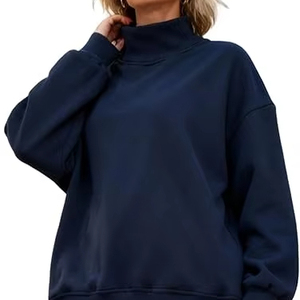 Sweat-shirt à col roulé pour femme en polaire respirant, confortable, coupe oversize, décontracté, printemps-été, avec logo frontal - Product Image 1